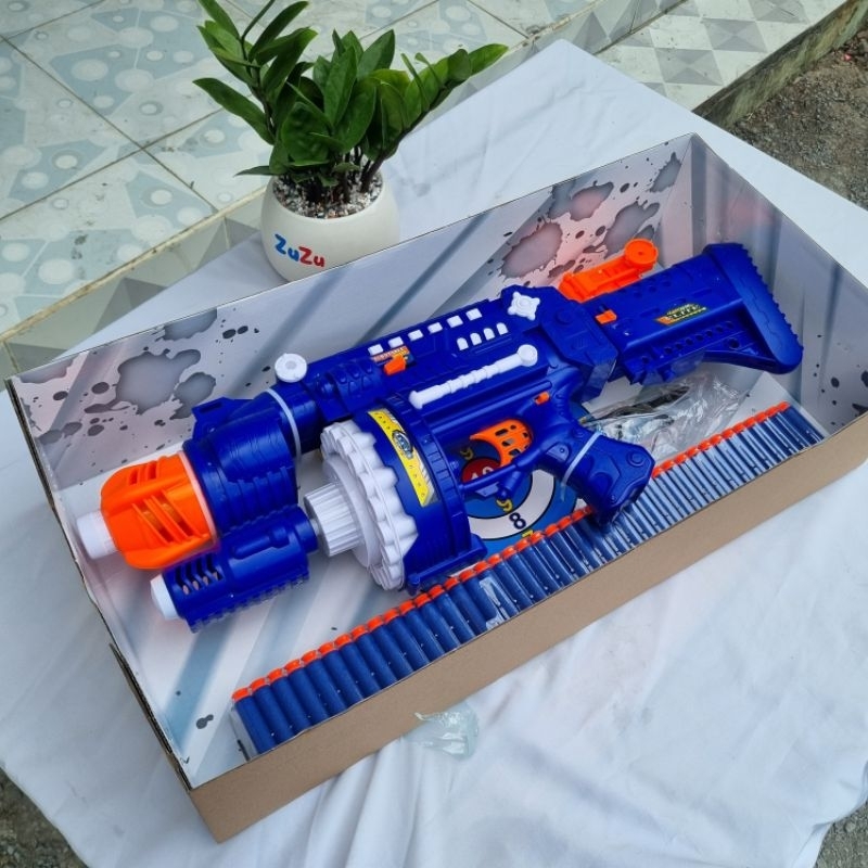 Đồ chơi súng pin blaster 40 bọt xốp cỡ lớn cho bé, quà tặng cho bé trai