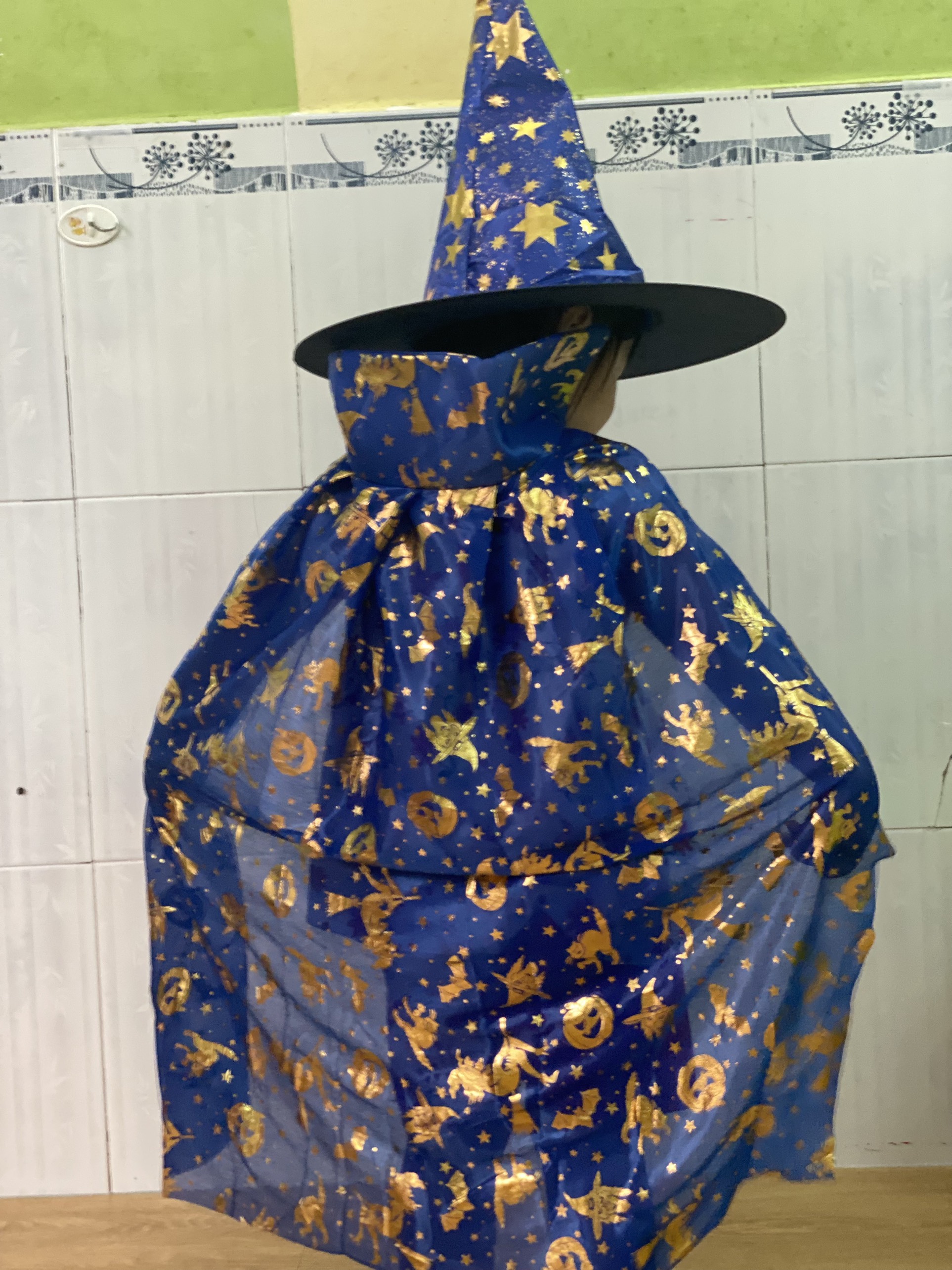 SET ÁO CHOÀNG PHÙ THUỶ HALLOWEEN + NÓN  80CM - 120CM (HÌNH THẬT)