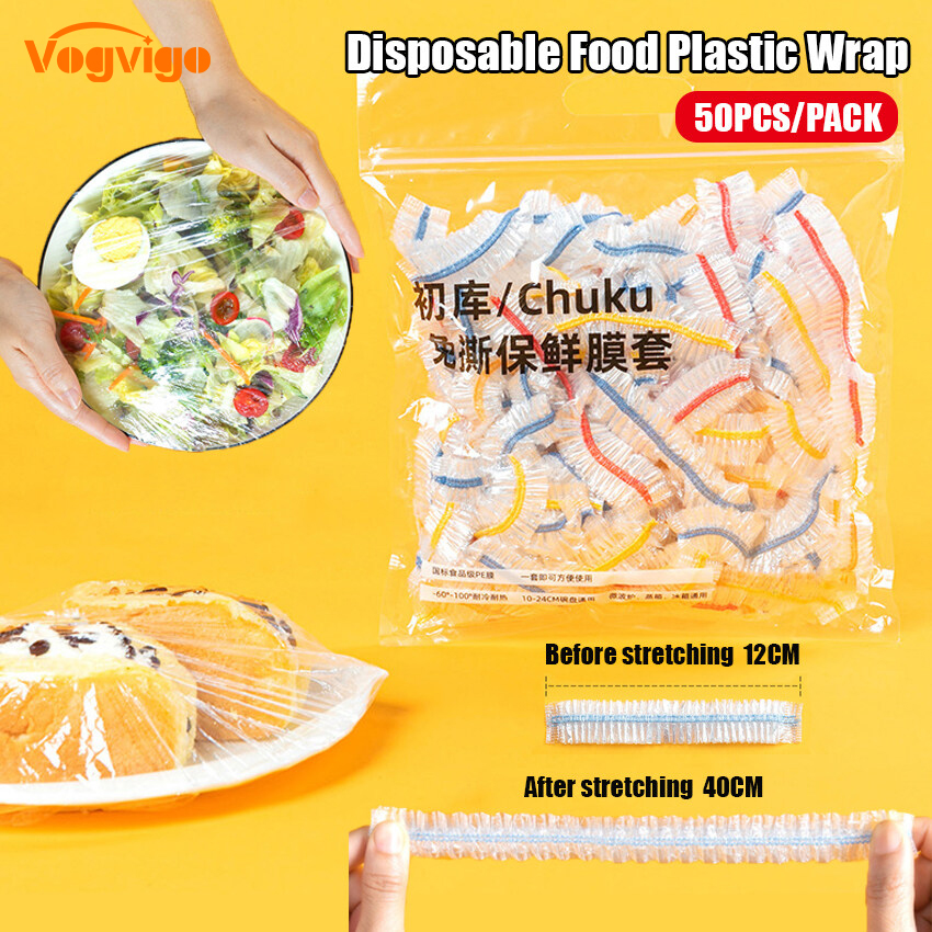 50/100pcs Disposable Food Cover Plastic Wrap Elastic Food Lids For Fruit Bowls Cups Caps Storage Kitchen Fresh Keeping Saver Bag