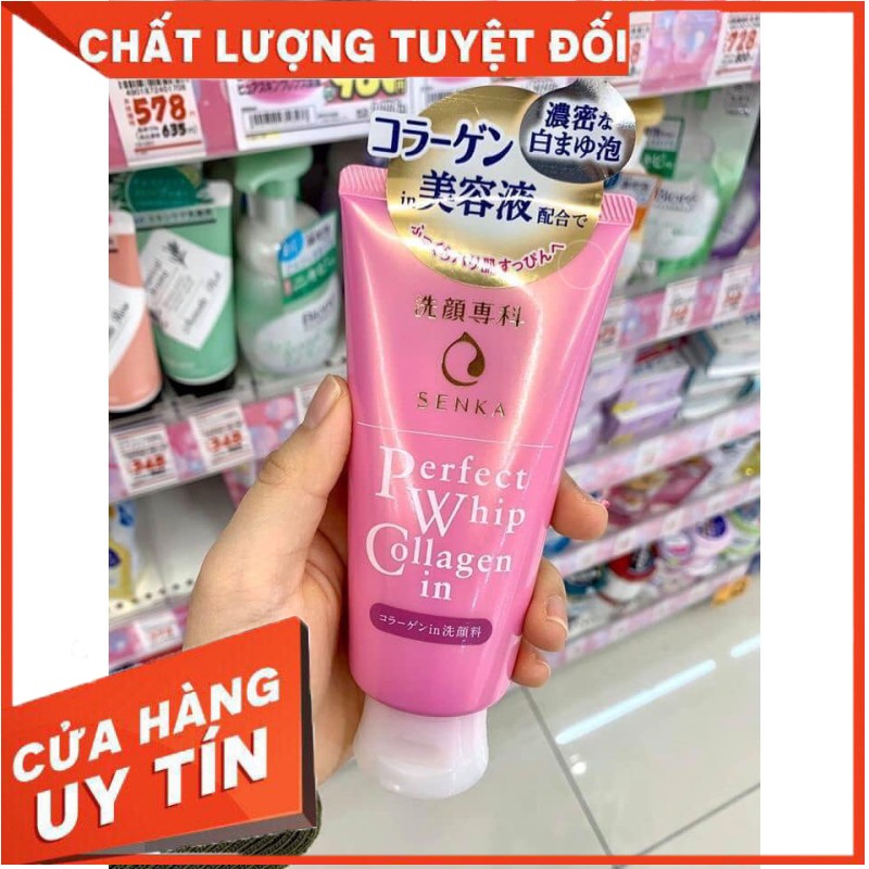 Sữa Rửa Mặt Tạo Bọt Senka Perfect Whip Collagen In 120g( HỒNG) Trắng Da , Sạch Mụn , Se Khít Chân Lông