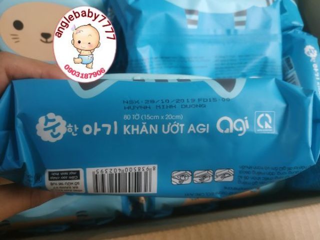 08 gói khăn ướt agi không mùi 80 tờ (Hàn Quốc)