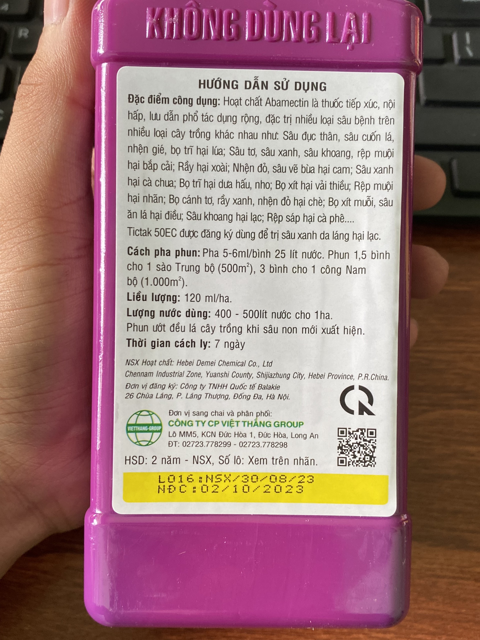 Thuốc trừ sâu Reasgant 5EC 450ml thuốc trừ sâu sinh học bảo vệ thiên địch tốt cho cây trồng