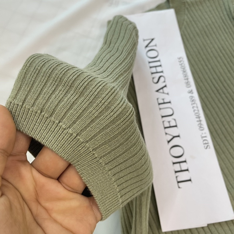 Áo Len Tăm Đũa Cộc Tay Cổ Tròn Basic