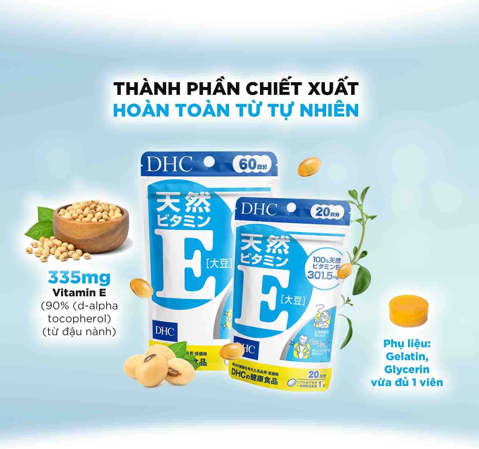 Viên uống vitamin E DHC Natural Vitamin E (soybean)