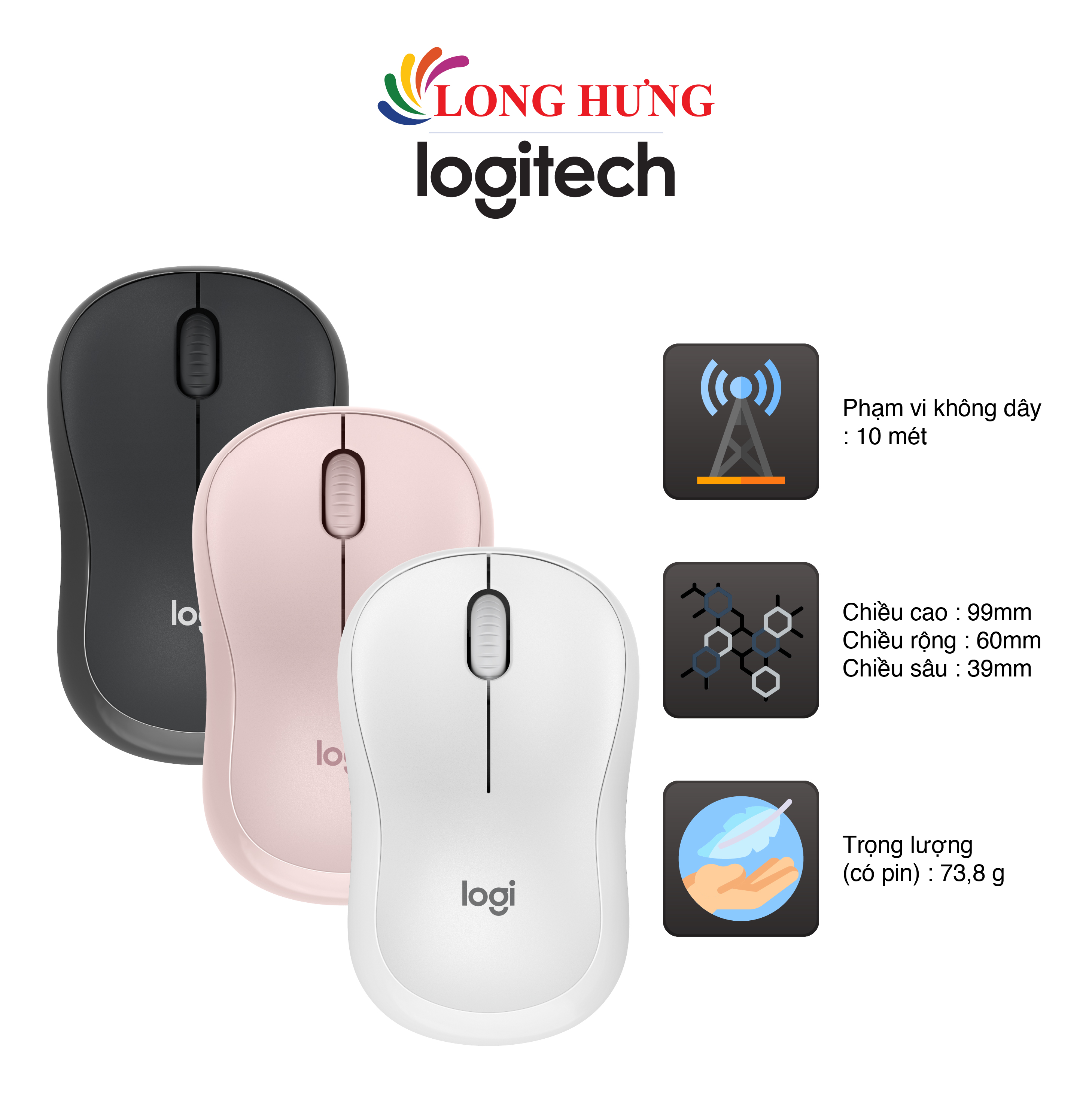 Chuột không dây Logitech M240 Silent - Hàng chính hãng - Thiết kế nhỏ gọn, độ bền cực cao, khả năng chống nước hiệu quả, cảm biến quang học