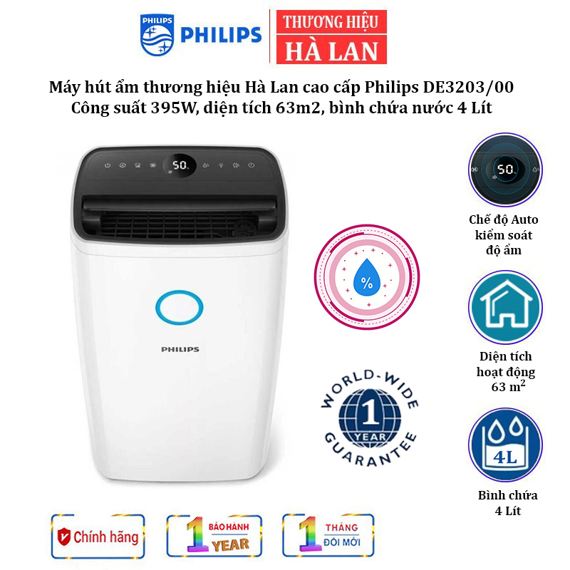 Philips de3203/00 Dutch brand indoor dehumidifiers power 395W water tank capacity is 4 liters, applicable area of 63m2-imported goods