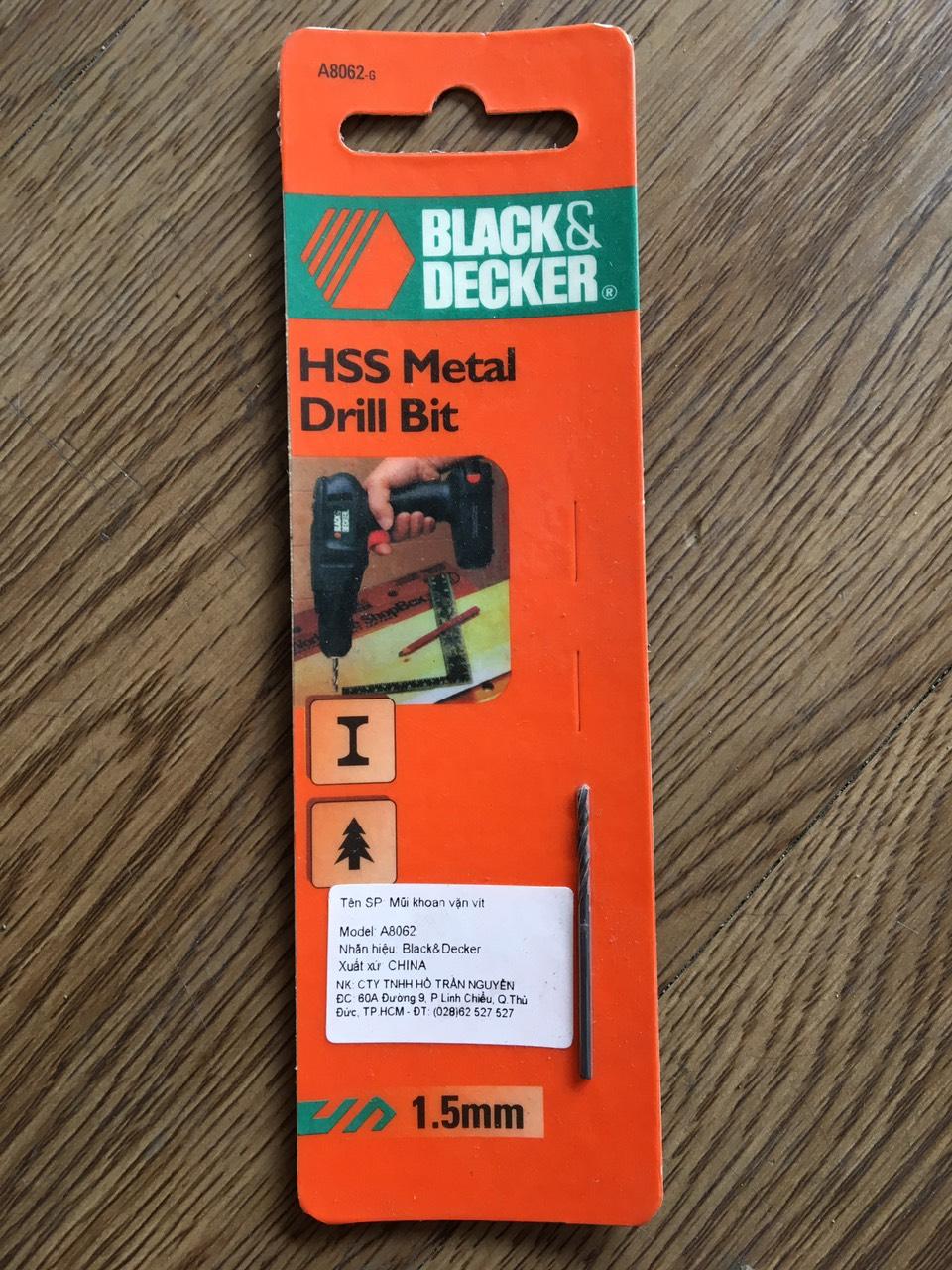 COMBO 3 Mũi khoan sắt HSS 1.5mm BLACK+DECKER  A8062