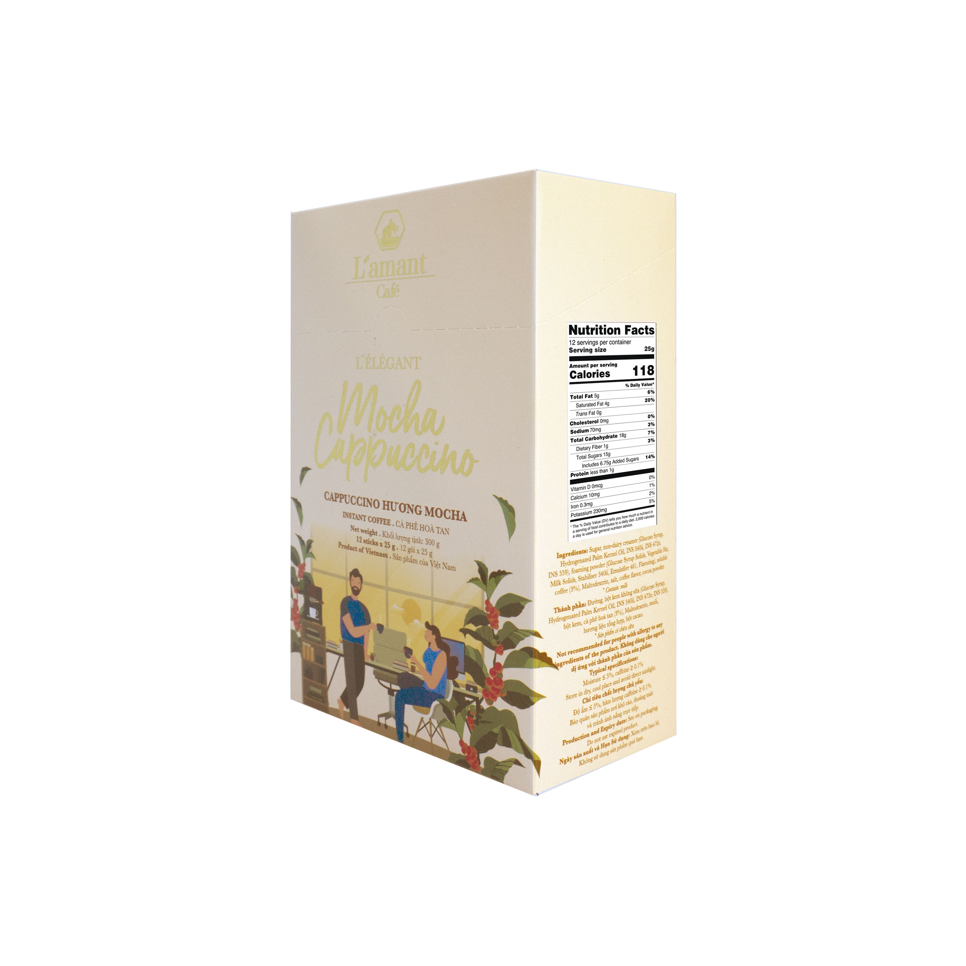 [New] Low-Sweet Instant Cappuccino Chocolate Coffee – Rich Cocoa Flavor, Smooth Milk Foam