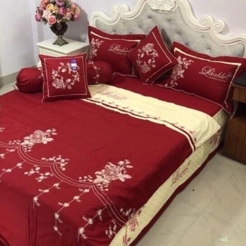 Bộ chăn ga gối cotton satin 7 món cao cấp (1m6x2m)