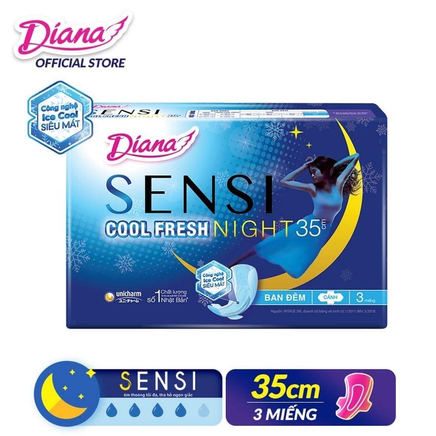 Combo 6 gói bvs  Diana ĐÊM SENSI COOL Fresh 35cm