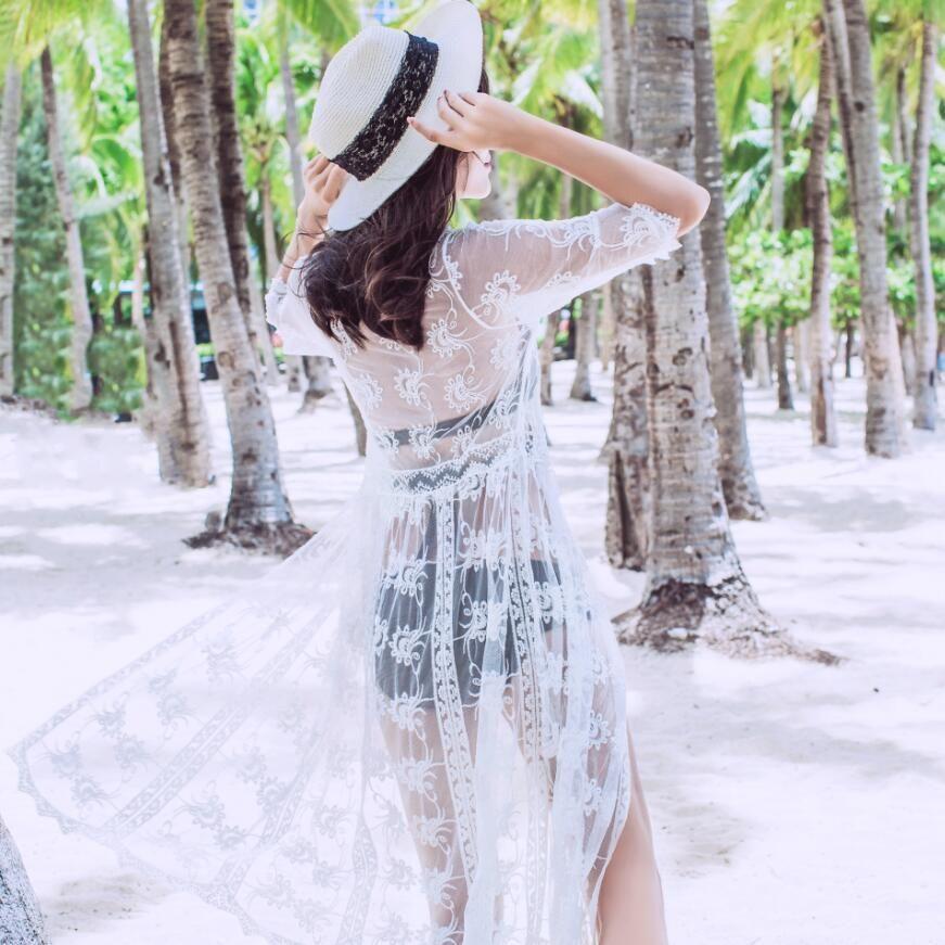 Áo lưới đi biển form dài