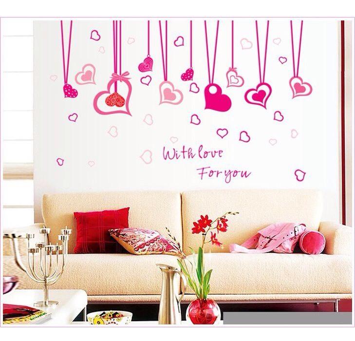 [HCM]DECAL DÁN TƯỜNG DÂY LEO TRÁI TIM HỒNG