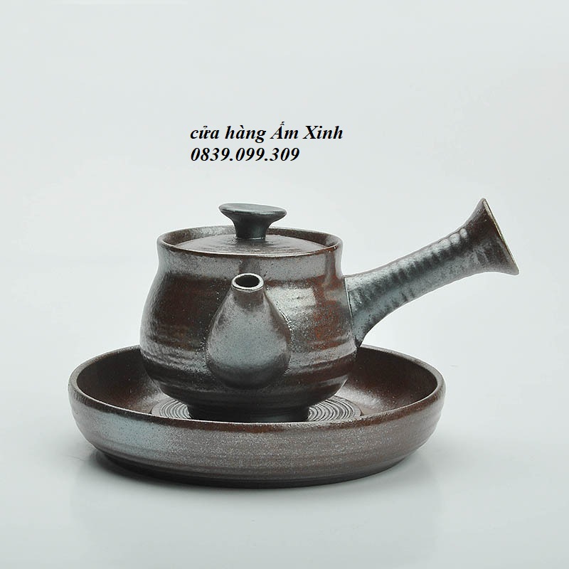 Bộ ấm chén sứ pha trà đạo Bizen Nhật Bản (đầy đủ như hình)
