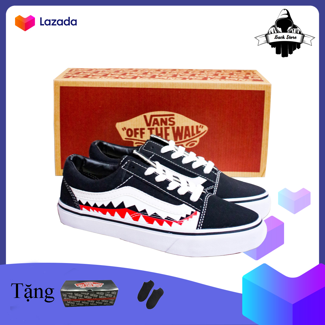 [HCM][ Tặng Box + Vớ ] Giày thể thao sneaker nam nữ Vans Bape Cá Mập