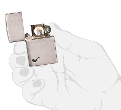 Zippo Pipe Brushed Chrome (made in USA) tem đỏ, chính hãng Mỹ - Manmate (không bao gồm xăng)