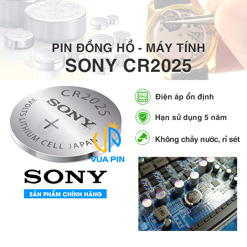 Pin lithium 3v cr2025 chính hãng sony dùng cho cmos máy tính, laptop, đồng hồ...