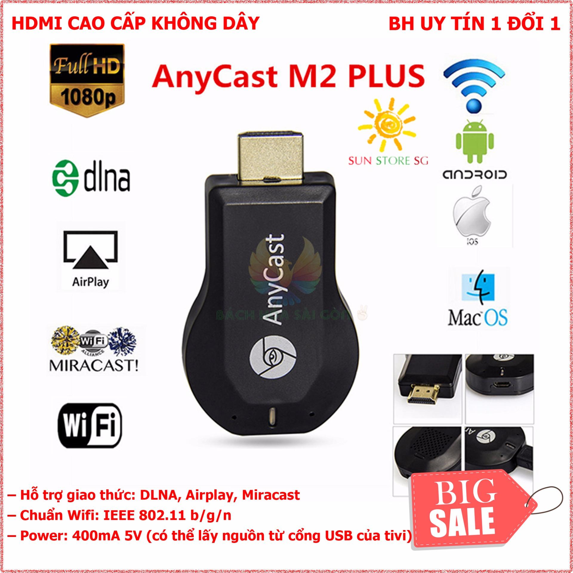 Thiết bị kết nối HDMI không dây điện thoại, ipad .với TV Anycast M2 Plus.dễ dàng chia sẻ hình ảnh,video lên TV TỐC ĐỘ VÀ CHẤT LƯỢNG CỰC TỐT ( BẢO HÀNH 1 ĐỔI 1 TOÀN QUỐC)