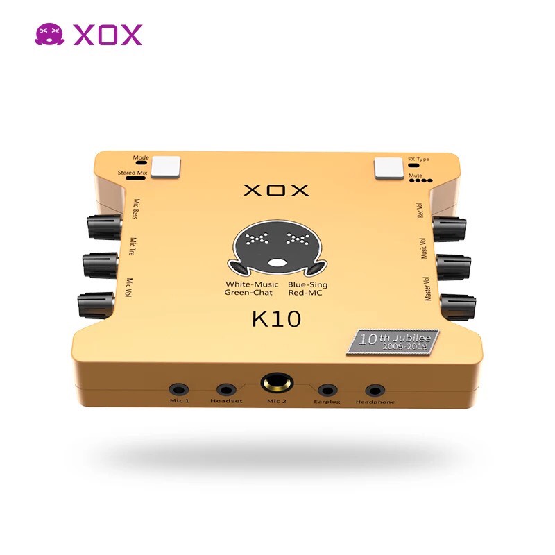 Bộ sound card k10 2020 phiên bản kỷ niệm 10 năm hãng ra dòng xox- Sound card k10 bản tiếng anh đã kèm dây live stream