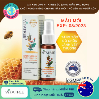 [CHÍNH HÃNG] Chai xịt keo ong Vitatree 25ml [Hỗ trợ hô hấp Làm lành vết thương giảm ngứa họng] Hàng Úc (Sản phẩm được bán bởi Siêu Thị Hàng Ngoại) thumbnail