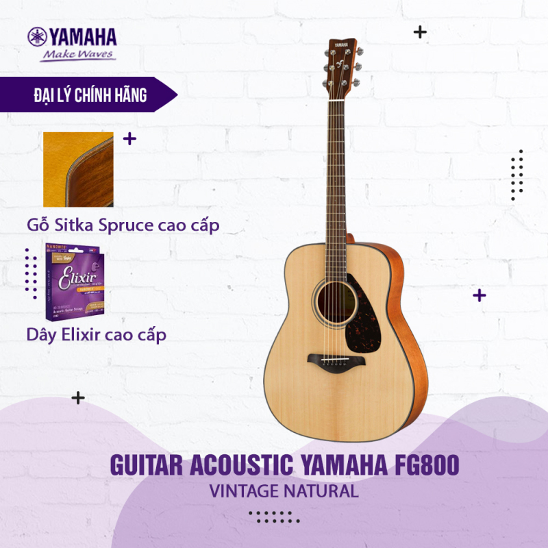 Đàn Acoustic Guitar Yamaha FG800 - Đàn guitar chính hãng được Yamaha phân phối ( Tặng bộ dây Elixir + Bảo hành 12 tháng )