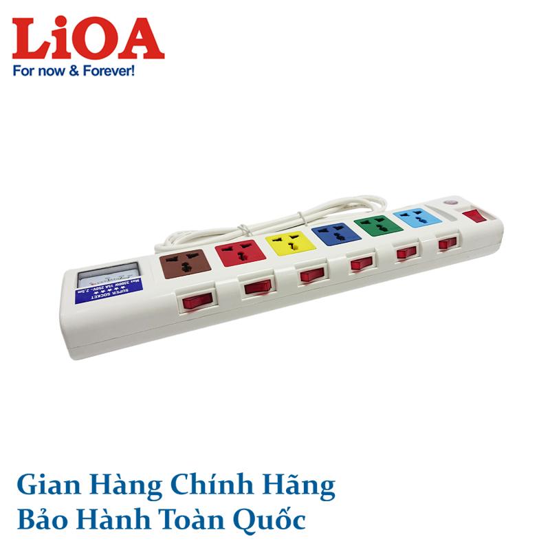 Ổ cắm điện LiOA có đồng hồ báo điện áp 6 ổ cắm, 3 lõi 6OFSSV2.5-3