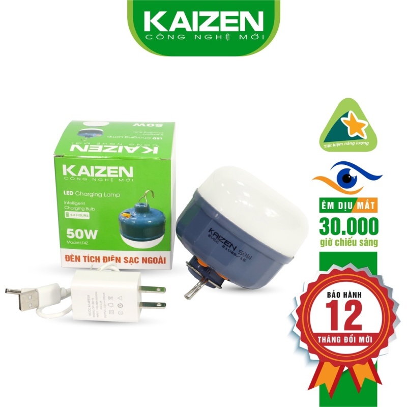 Bảng giá Bóng đèn tích điện sạc ngoài Kaizen 100-80-50W dùng 6-8h có móc treo tiện lợi, đèn sạc tích điện