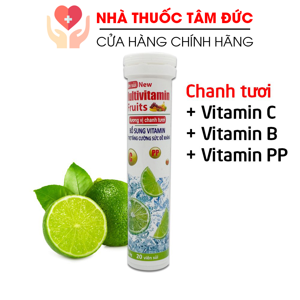 Viên sủi vị chanh tươi Multivitamin PLUSZZS - FRUITS Vitamin C, B, PP tăng sức đề kháng, thanh nhiệt cơ thể - 20 viên