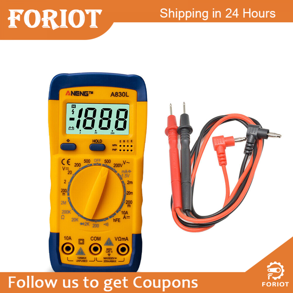 Foriot LCD Digital Multimeter A830L AC DC Voltage Diode Freguency Multitester Current Tester Luminous Display with Buzzer Function