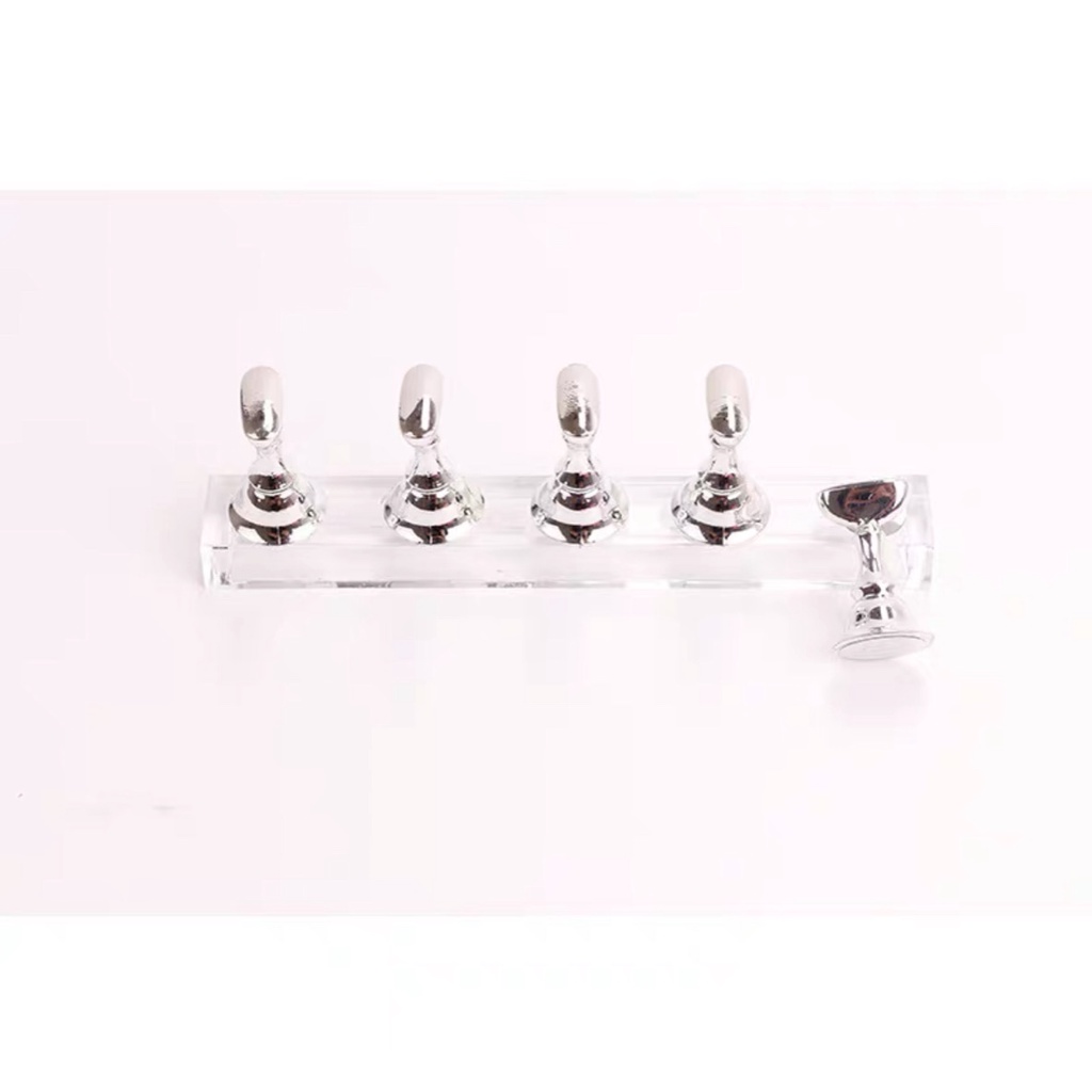 Đế gắn móng giả nam châm Nail mạ crom, Chân đế có nam châm gắn móng giả tập nail - hộp 5 cái