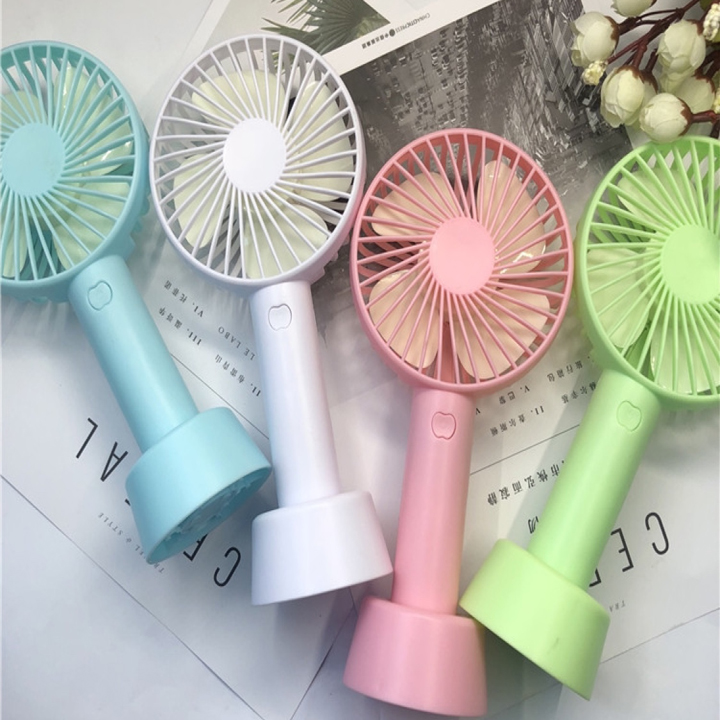 Quạt mini cầm tay, quạt sạc tích điện USB (giao màu ngẫu nhiên, có đế tặng kèm)