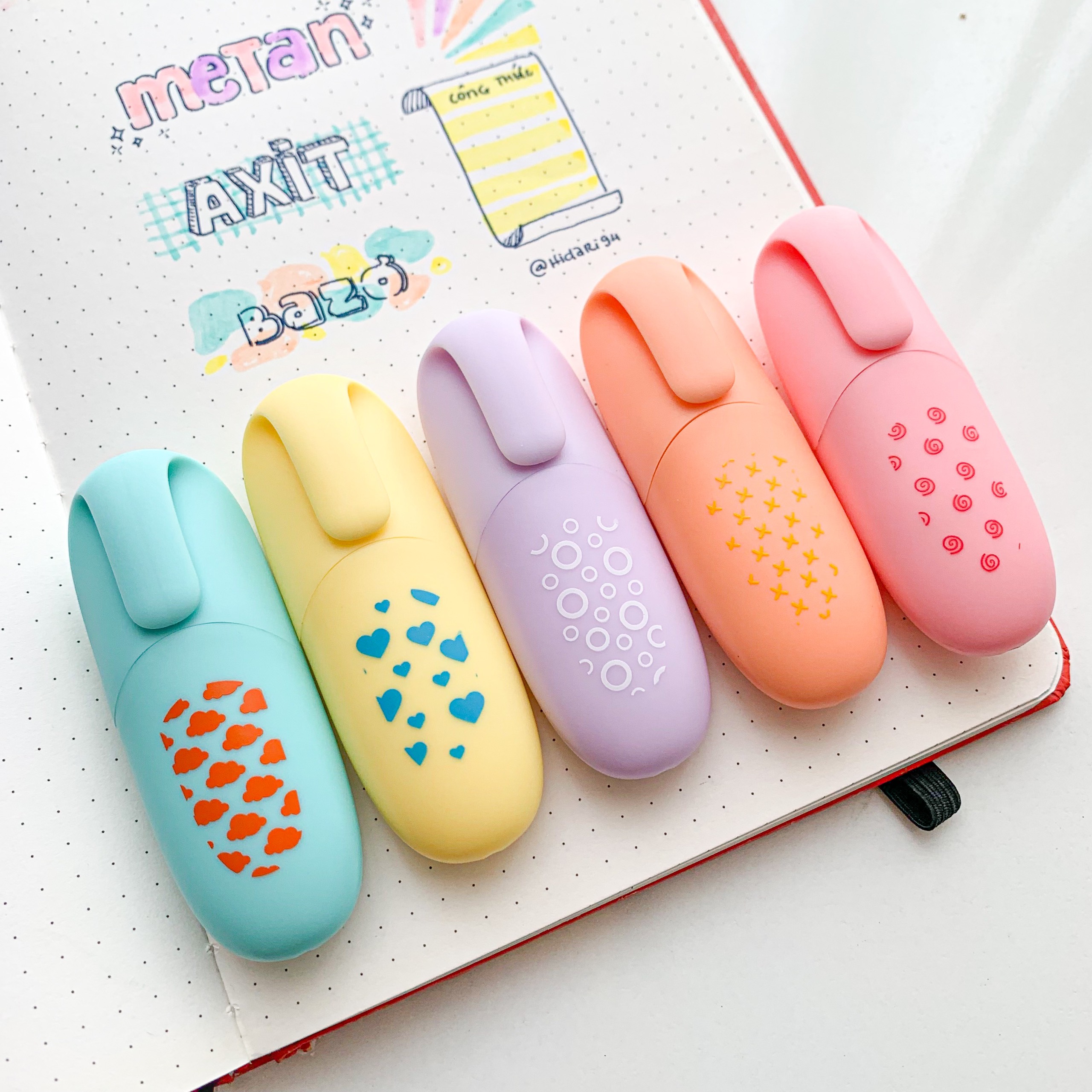 Lẻ - Bút Highlight Pastel Marvy mini - Happy Hidari
