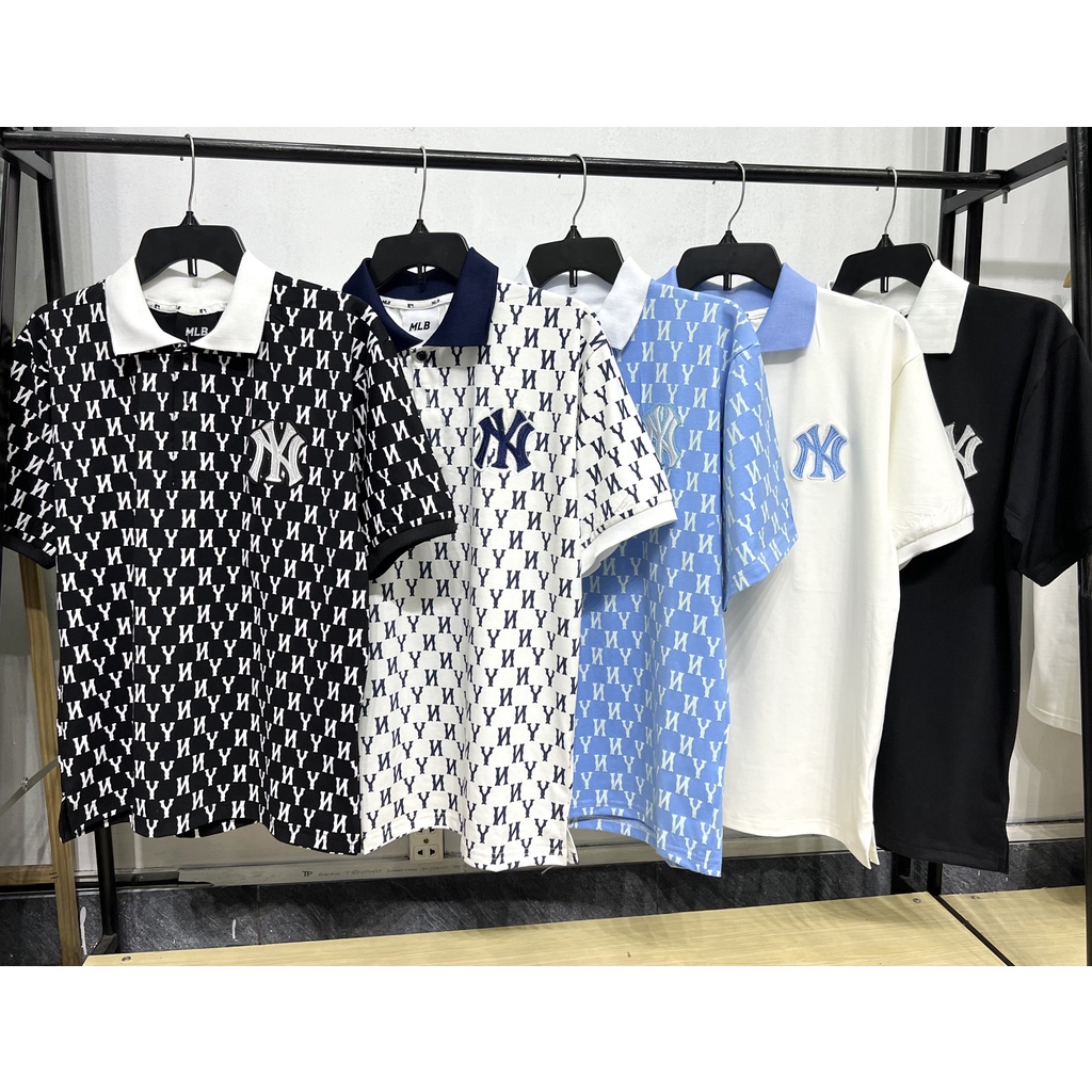Polo NY MLB Basic unisex nam nữ in hình Monogram Mega-Logo cá tính