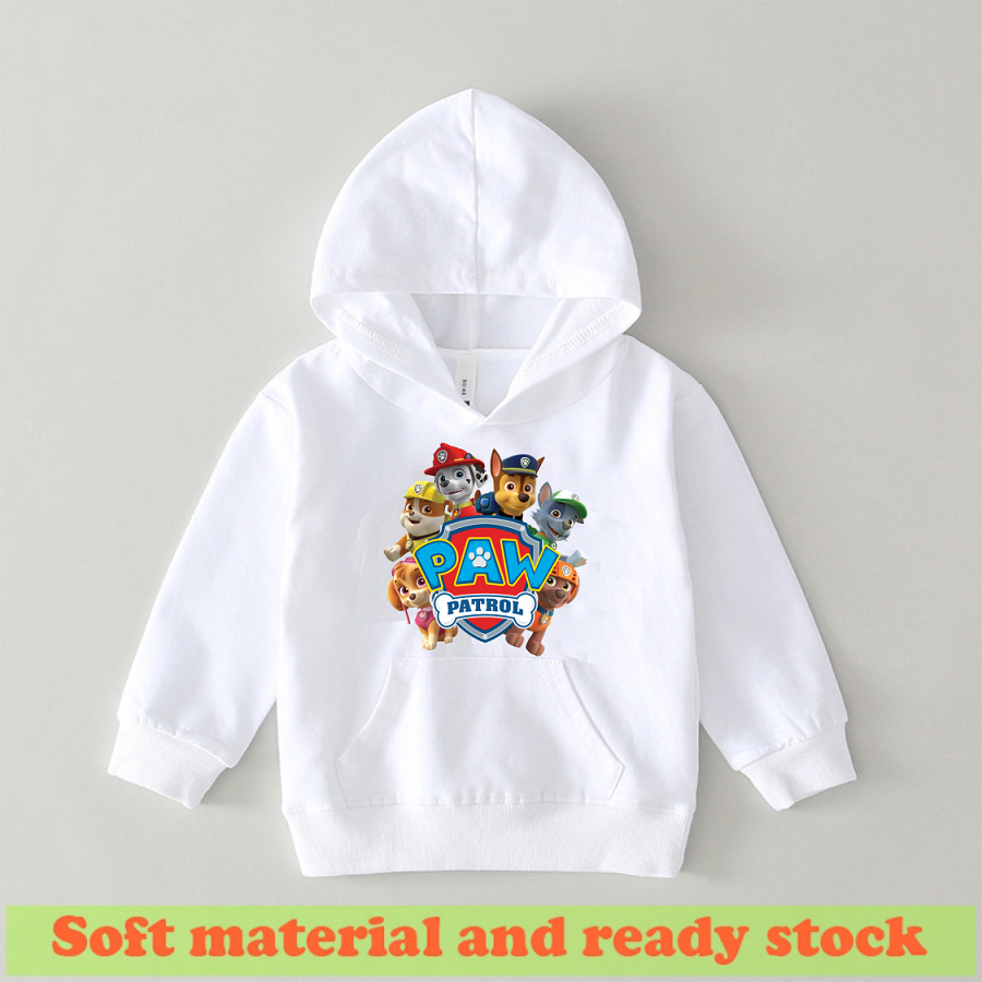 Áo khoác hoodie in hình đội chó cứu hộ paw patrol màu trắng cho bé trai bé gái
