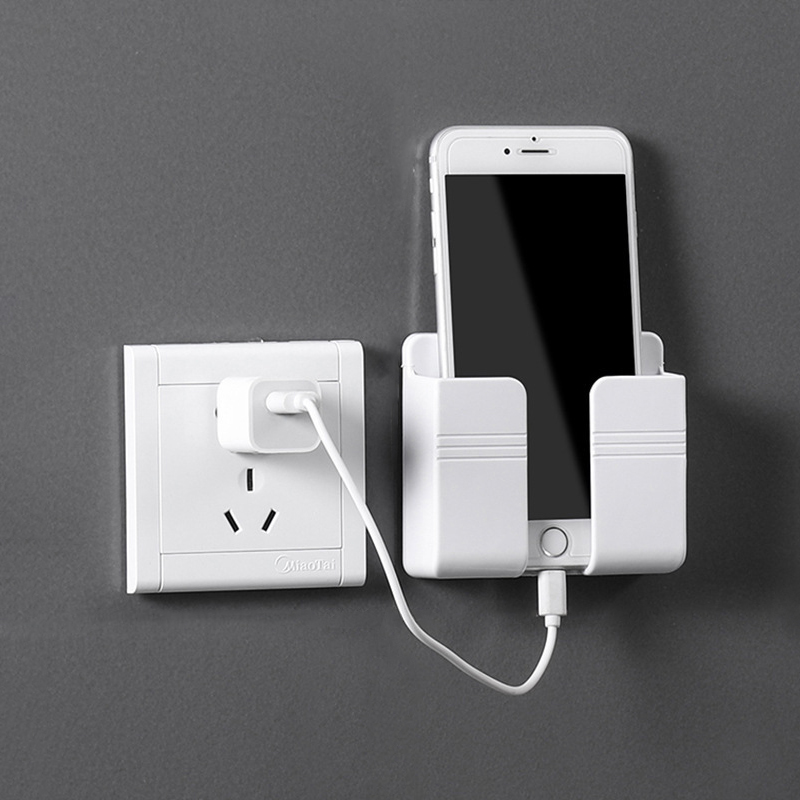 COMBO 3 Kệ Dán Tường Để Remote, Đồ Dùng/ Giá Đỡ Sạc Điện Thoại - Có Móc Treo Dây Điện