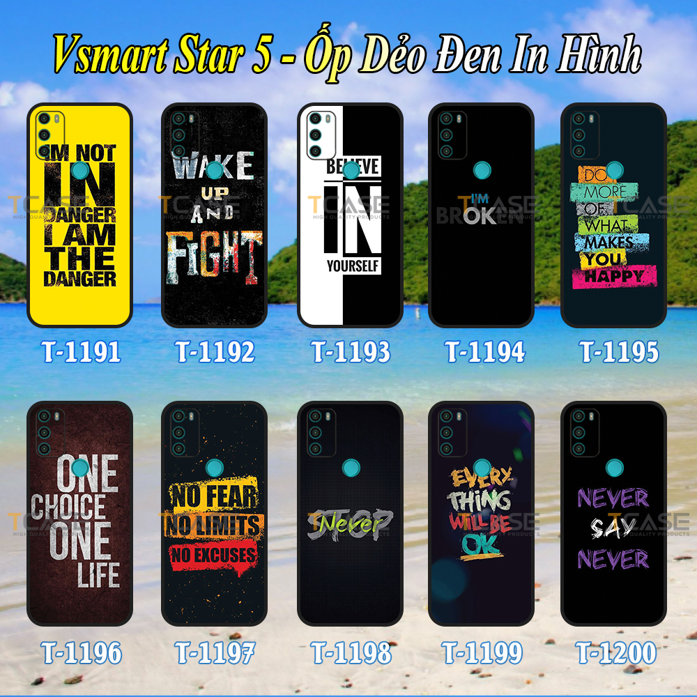 [HCM]Ốp lưng Vsmart Star 5 - Ốp dẻo đen in hình Slogan độc