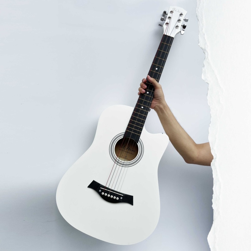□☂﹉  Đàn guitar dáng khuyết Woim màu trắng GU10