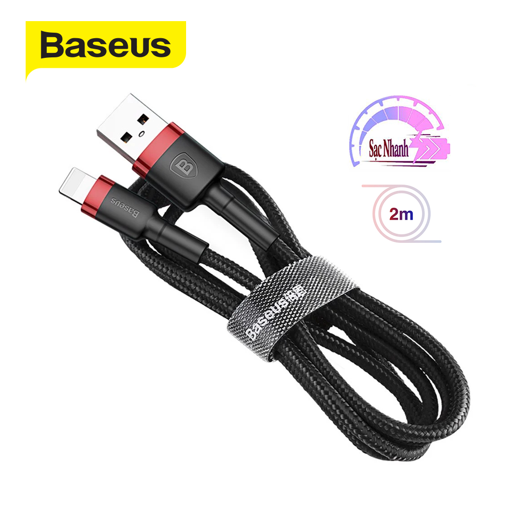 Cáp sạc và truyền dữ liệu tốc độ cao baseus cafule lightning usb sạc nhanh 2.4a/1.5a/2a cho iphone/ ipad, dài 100cm/200cm/300cm