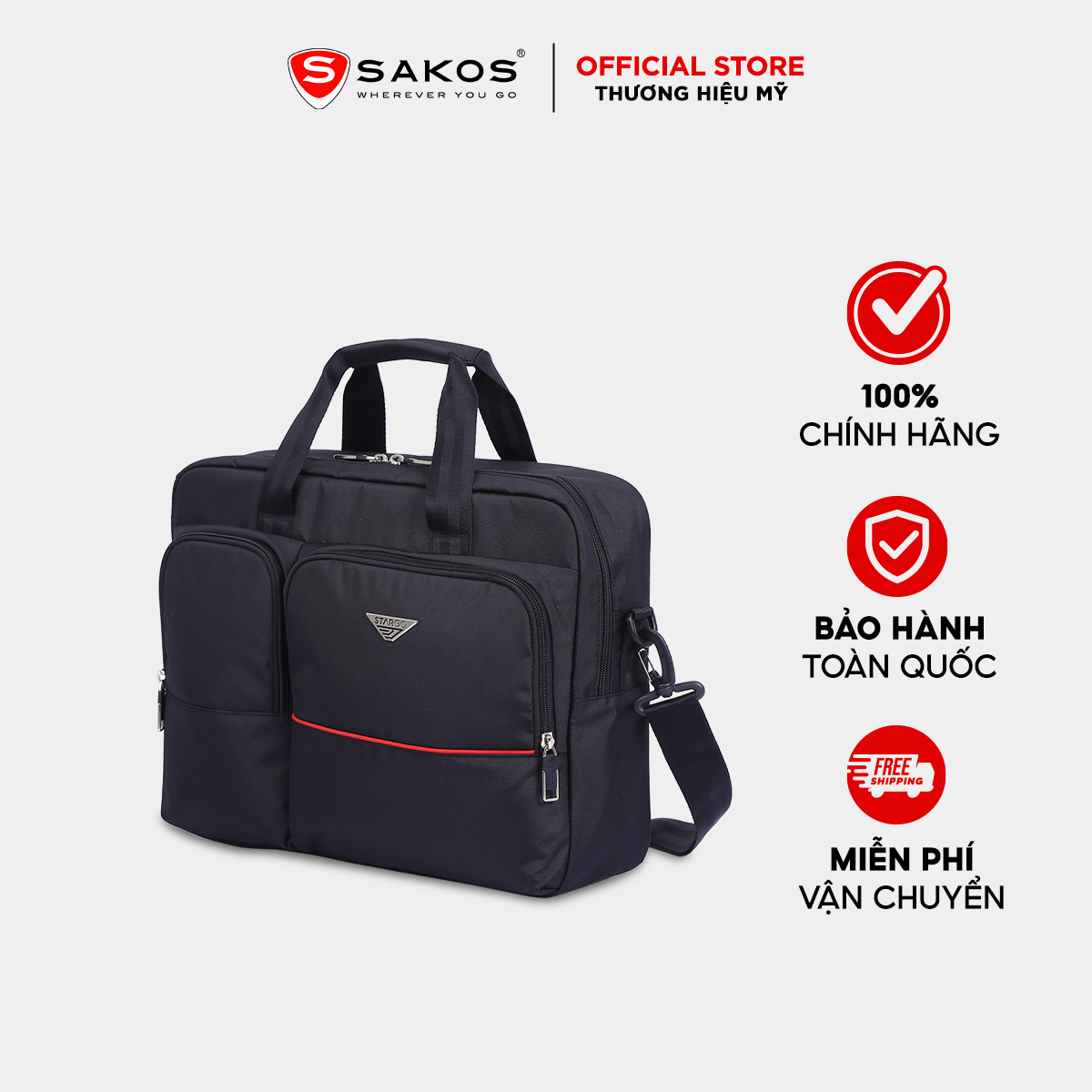 Cặp laptop Stargo Draken 05 - Ngăn Laptop 14 inch, Thiết kế đơn giản, Chất liệu Polyester trượt nước hiệu quả
