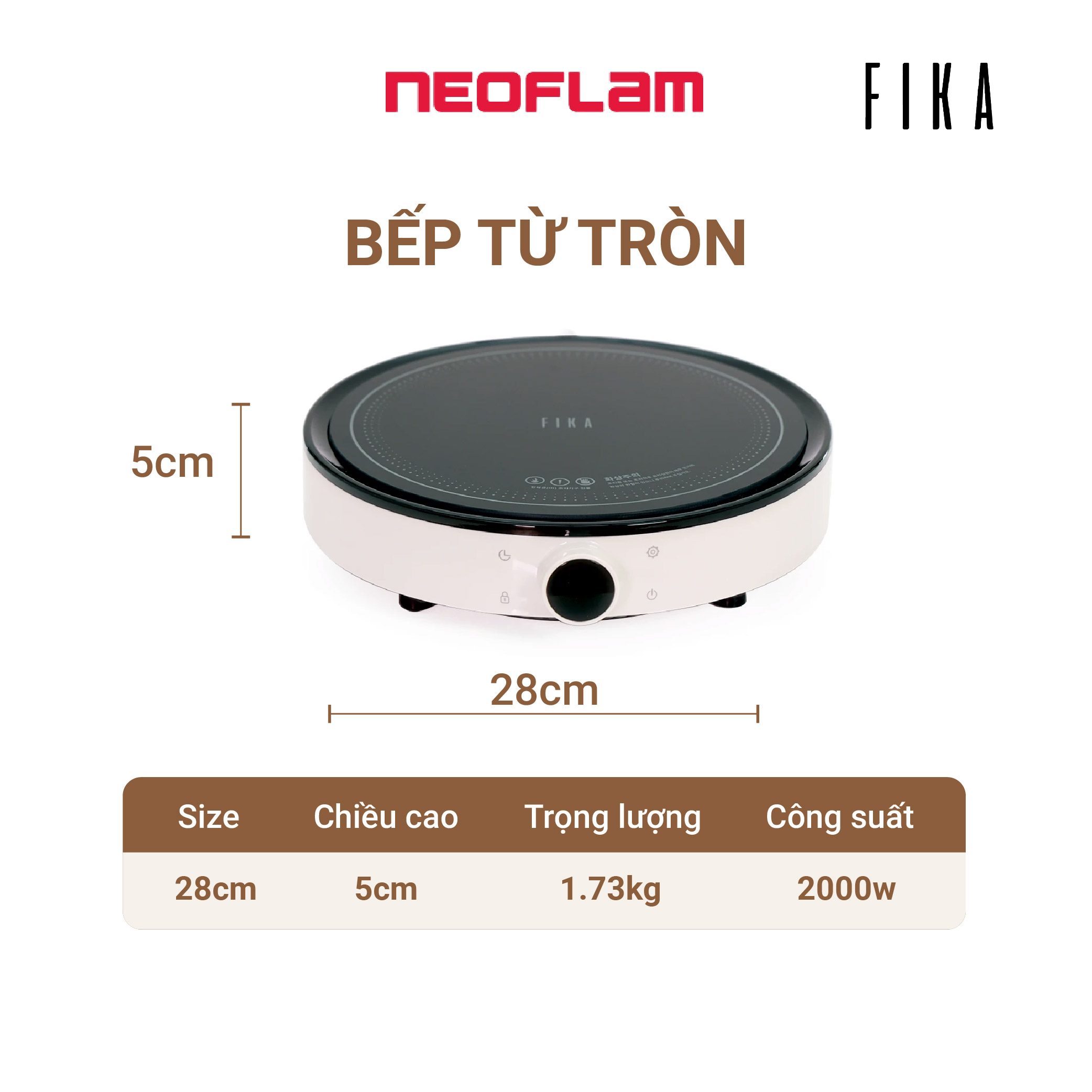 [Hàng chính hãng] Bếp từ đơn Neoflam Fika - Hàn Quốc