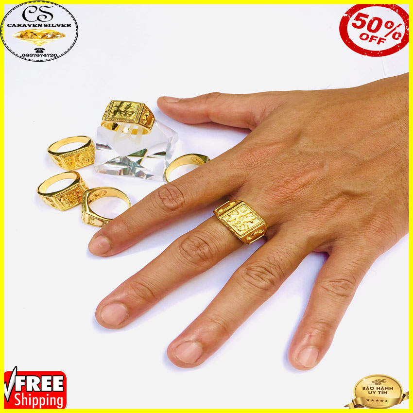 [Bền màu khó phai] Nhẫn nam chữ PHÚC mạ vàng 18k - Caraven silver