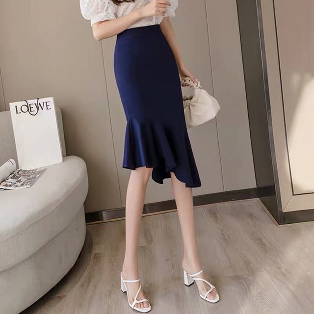 Chân váy bút chì đuôi chéo tà thời trang nữ