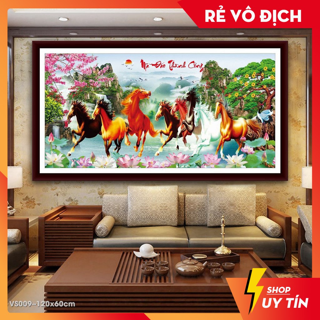 Tranh đính đá mã đáo thành công vs009 kt 120x60cm