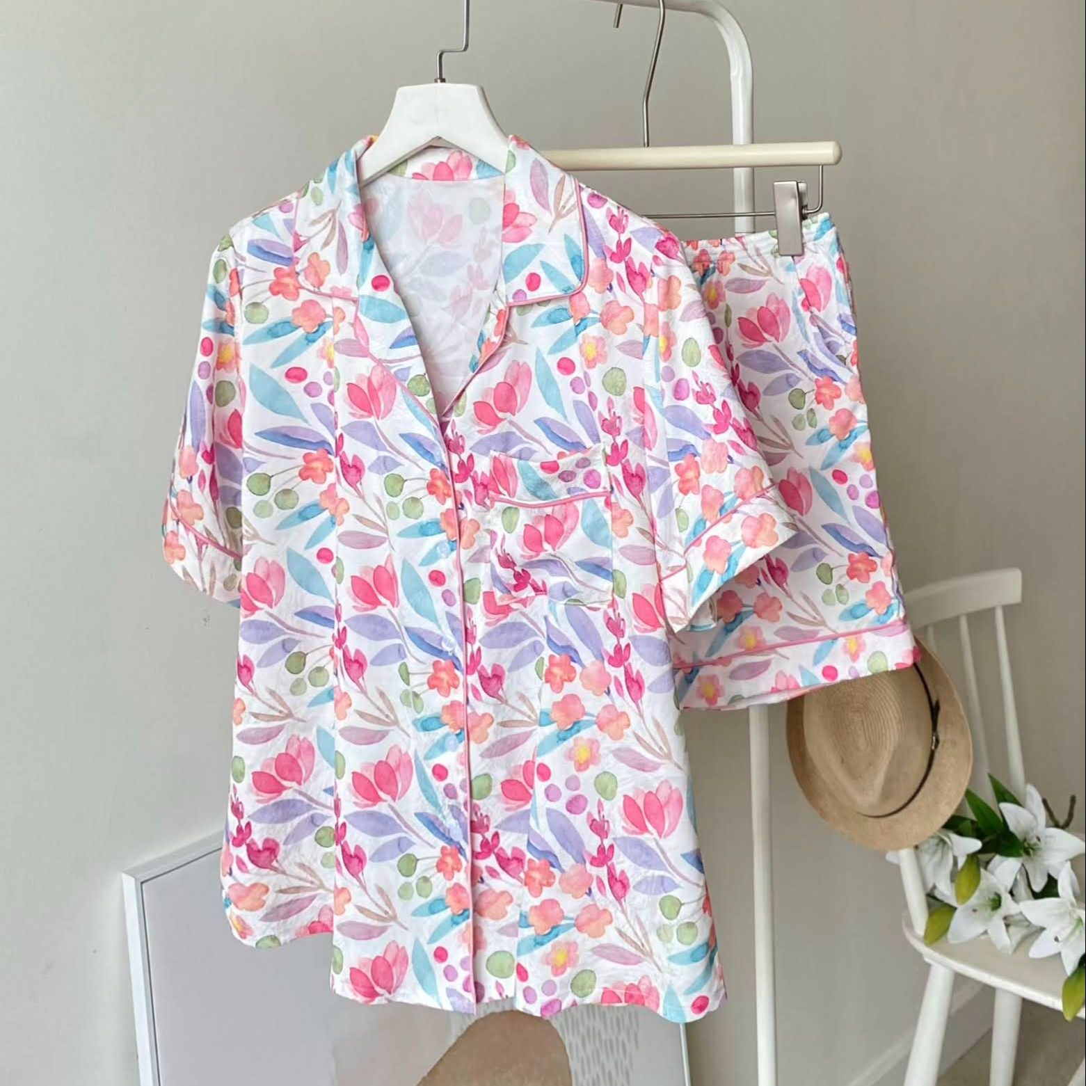 VIBES Pijama ngắn Lụa gấm Gina Py Set