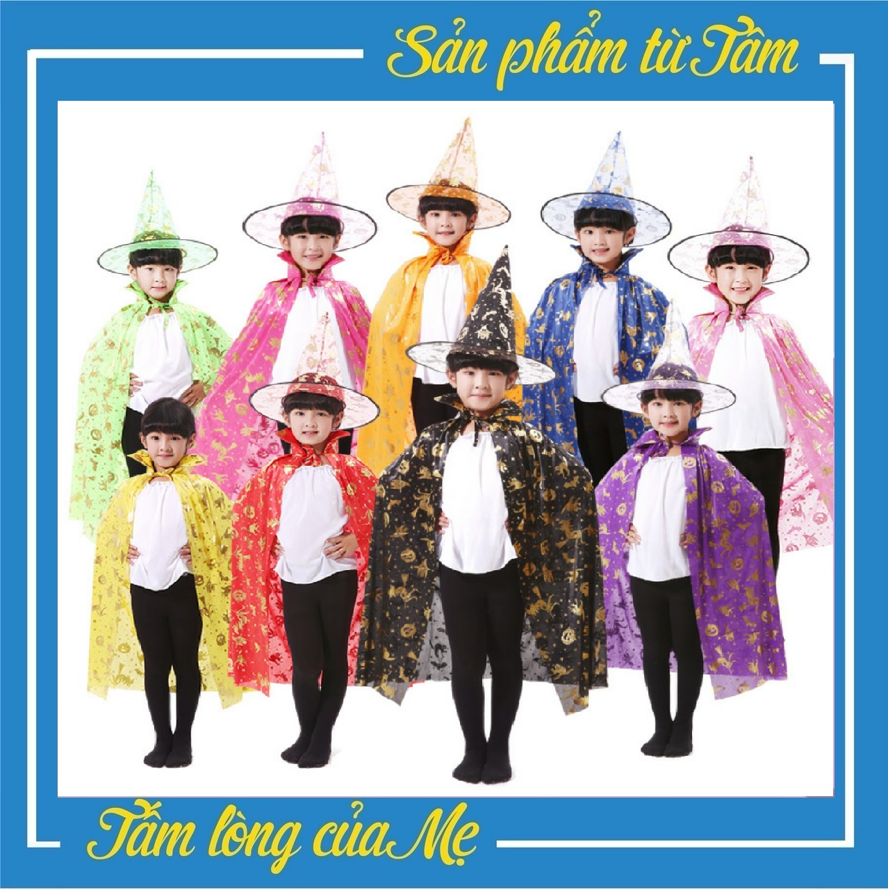 Áo Choàng Phù Thủy Hoá Trang Haloween Kèm Mũ