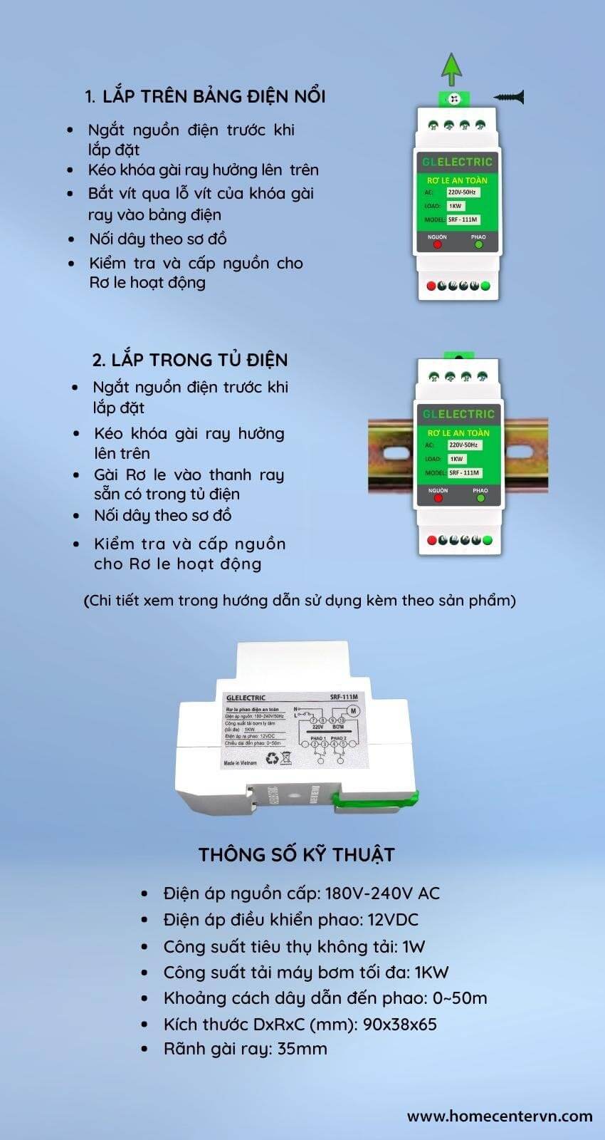Rờ le an toàn cho phao điện srf-111m - công suất chịu tải 1000w