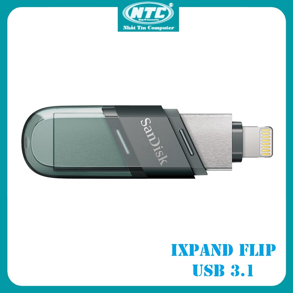 USB 3.1 OTG SanDisk iXpand Flash Drive Flip 32GB / 64GB / 128GB / 256GB (Bạc) - Nhất Tín Computer