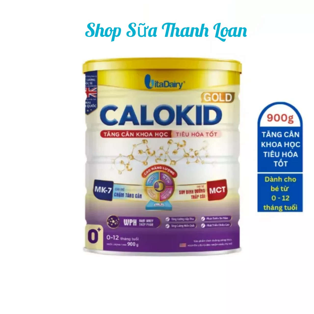 Combo 4 lon sữa bột calokid gold 0+ 900g/lon .