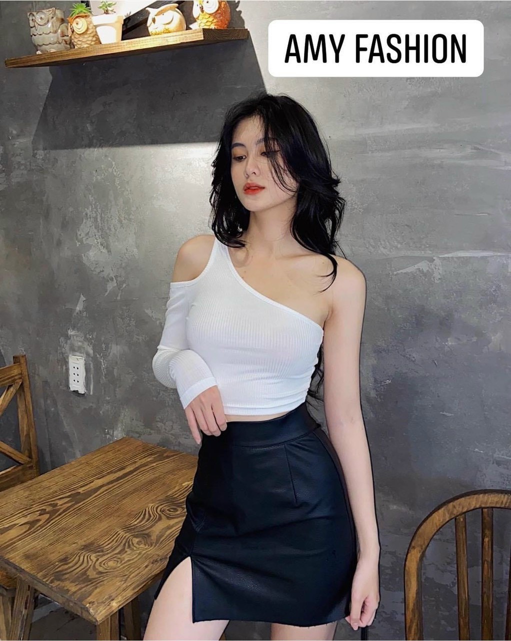 Áo Croptop 1 Tay Dài Hở Vai Siêu Chất