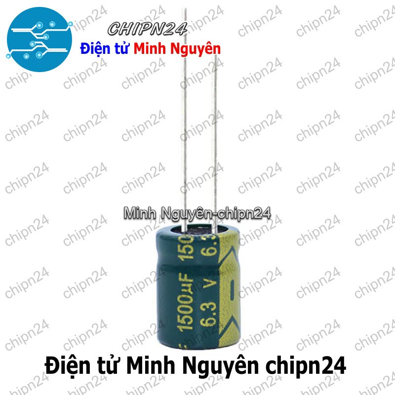 [5 con] (F276) Tụ hóa 1,500uF 6.3V Xanh Lá (10x13mm) (1500uF 6.3V) (Tần số cao) - HH005823