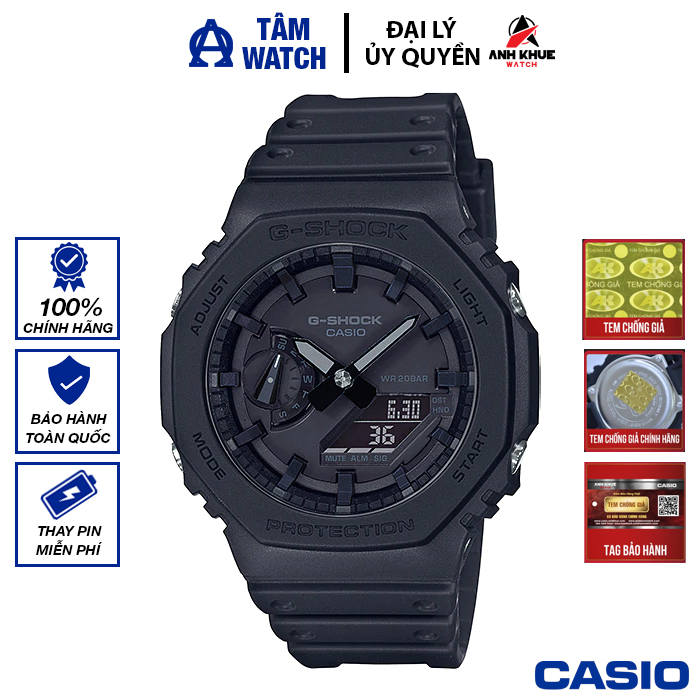 Đồng hồ nam dây nhựa Casio G-Shock chính hãng Anh Khuê GA-2100-1A1DR (45mm)